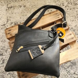 BULLDOG Concealed Carry Black Leather Cross Body or Shoulder Purse